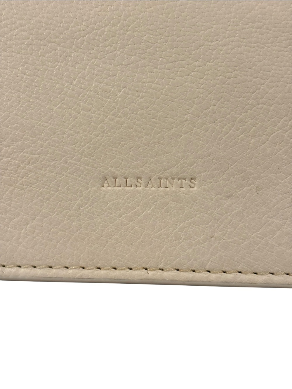 All Saint Leather Crossbody Bag in Cream with Gold Chain Strap - Picture 2 of 6